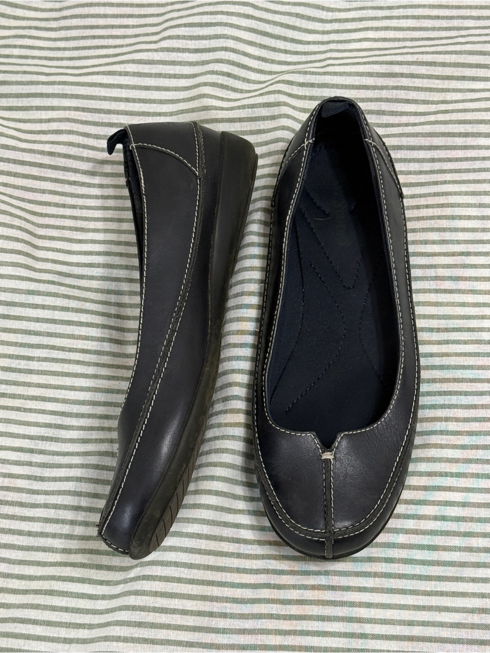 Vintage Bay Studio Midnight Black Ballet Flats with Contrast Stitching